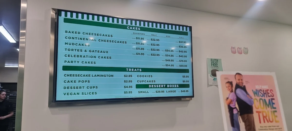 Menu, The Cheesecake Shop Mount Gravatt
