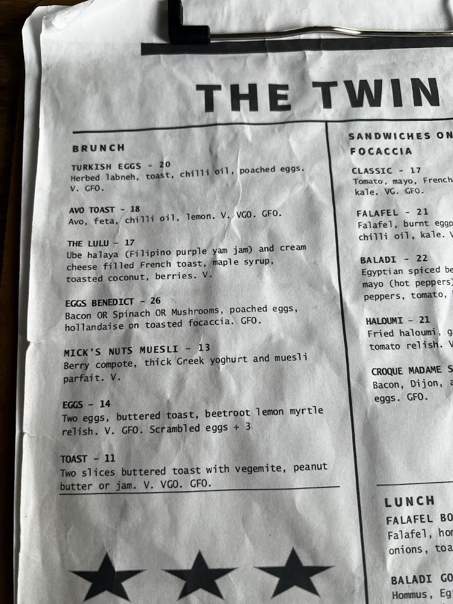 Menu, The Twin