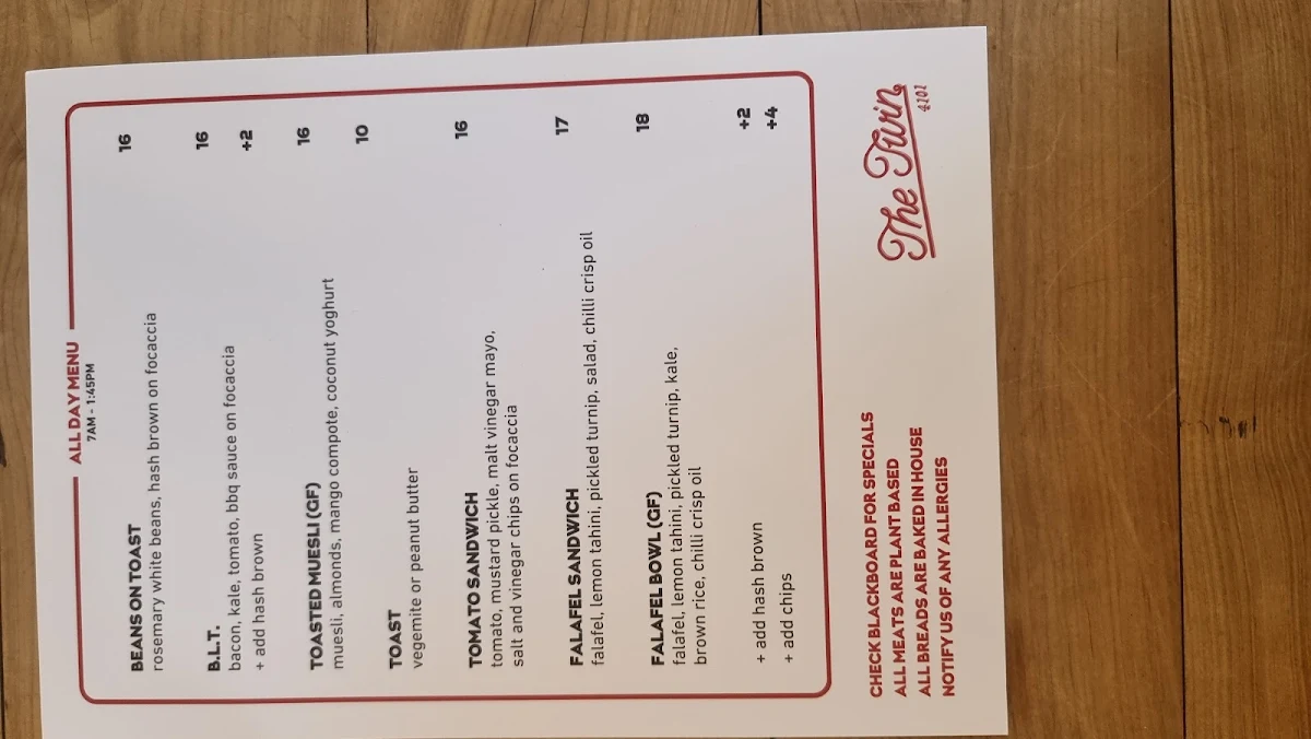 Menu, The Twin