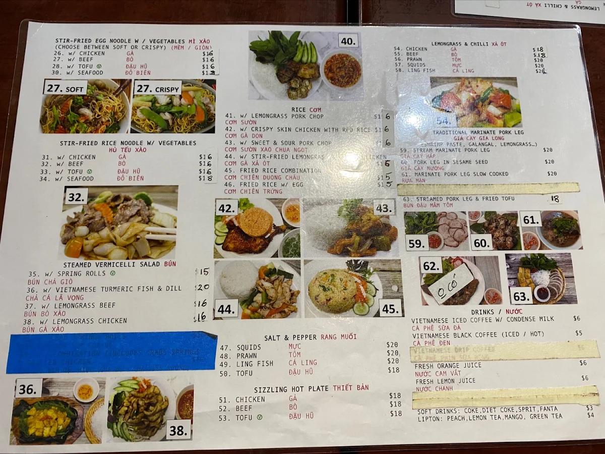 Menu, Viet Rolls Marrickville