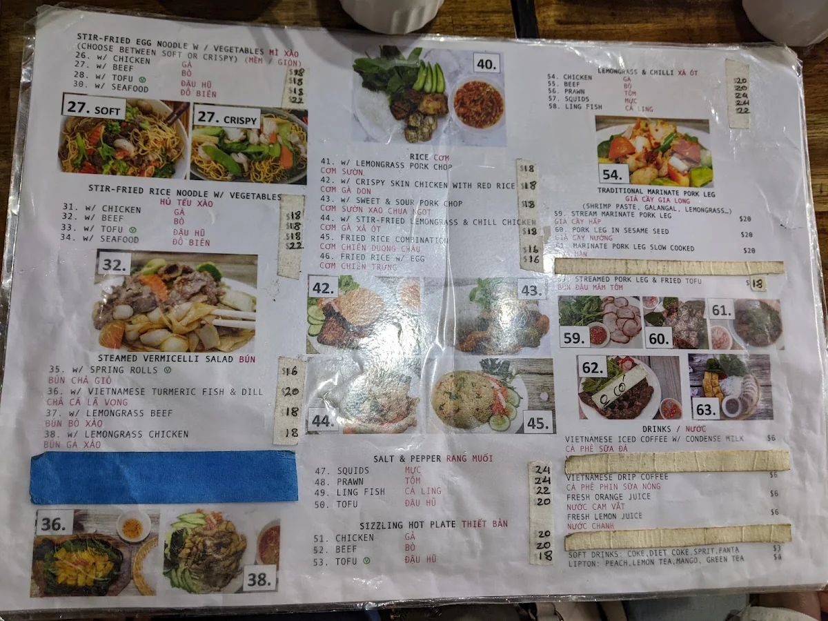 Menu, Viet Rolls Marrickville