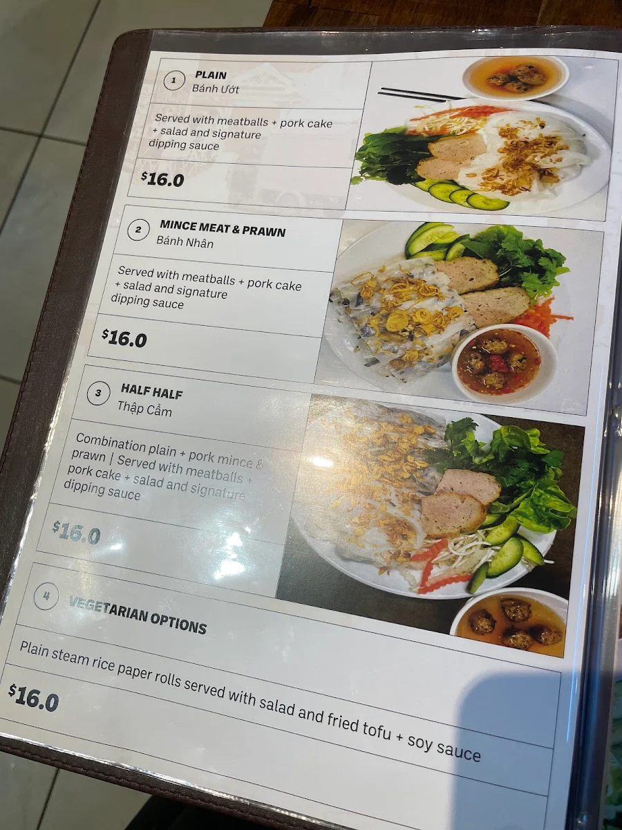 Menu, Viet Rolls Marrickville