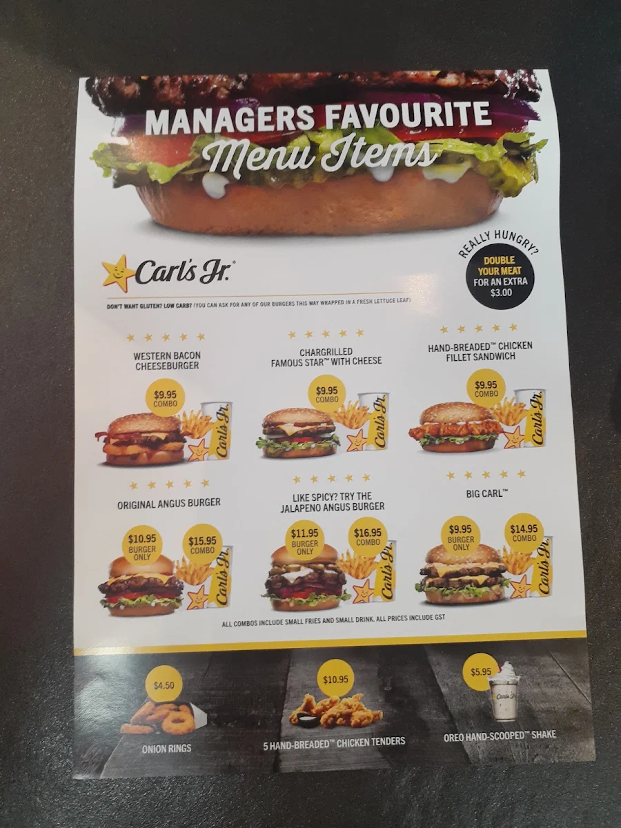 Menu, Carl's Jr. Lyndhurst