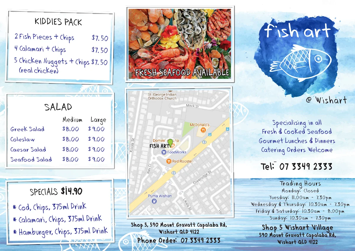 Menu, Fish Art - Fresh and Cooked Seafood