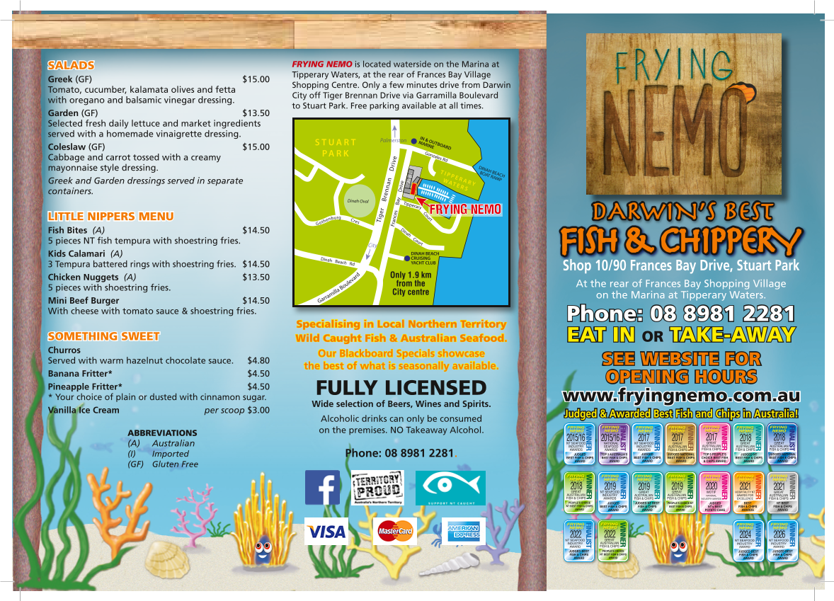 Menu, Frying Nemo