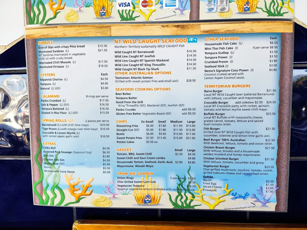 Menu, Frying Nemo