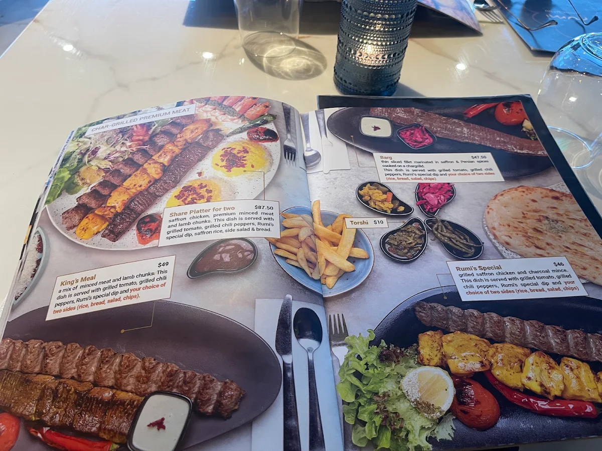 Menu, Rumi - Persian Restaurant & Bar Surfers Paradise
