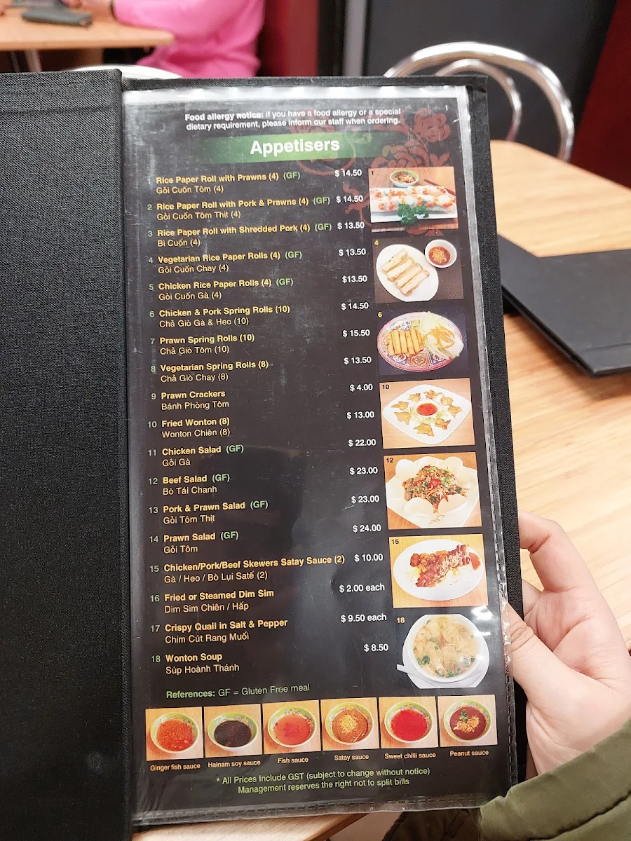 Menu, Pho Huong Viet Saigon