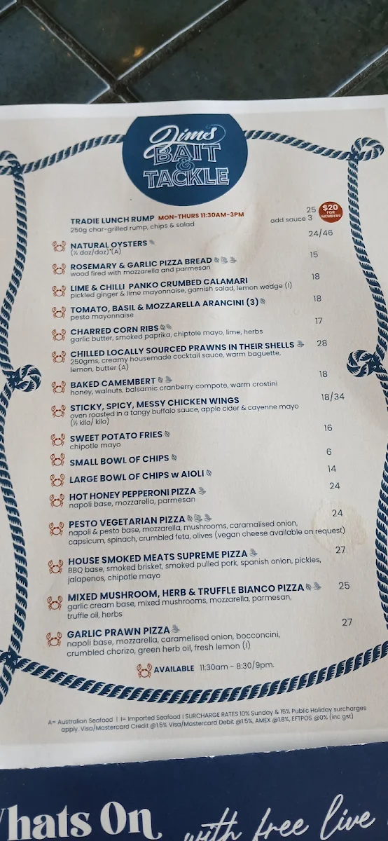 Menu, The Full Moon Hotel