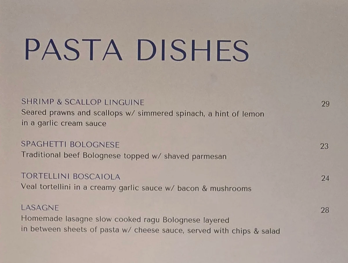 Menu, Waterworks Hotel