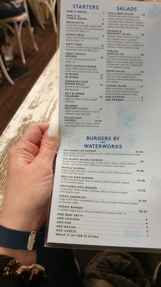 Menu, Waterworks Hotel