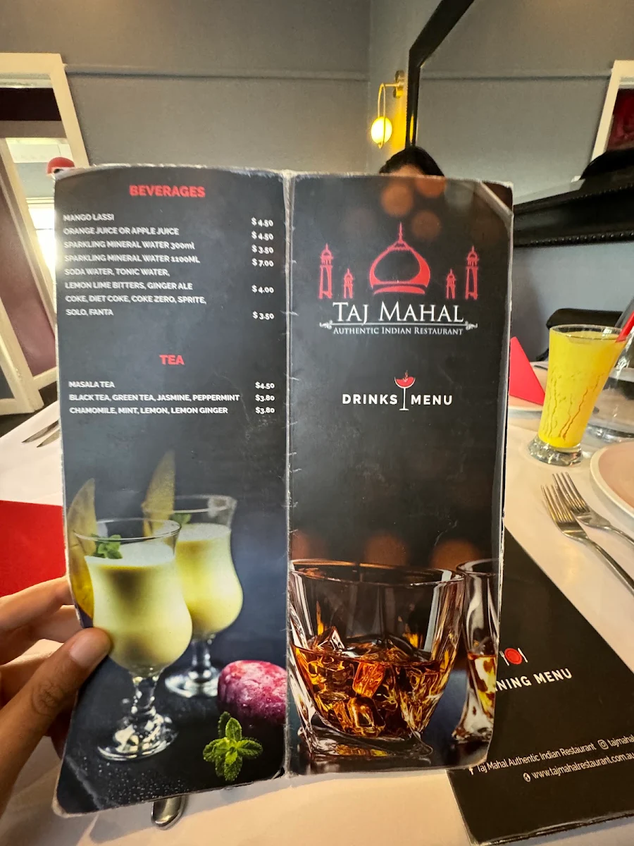Menu, Taj Mahal Authentic Indian Restaurant