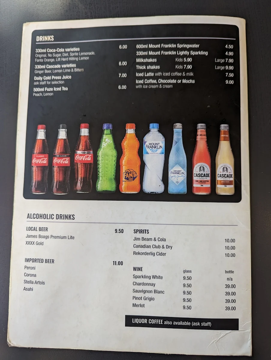 Menu, Madison's Cafe