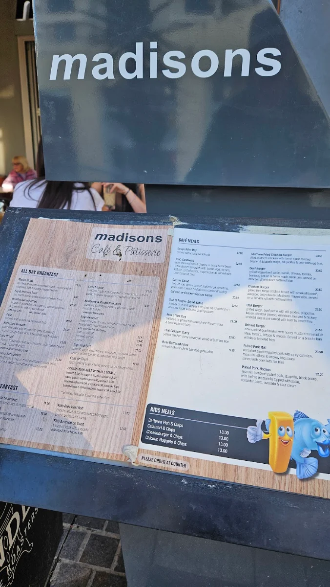 Menu, Madison's Cafe