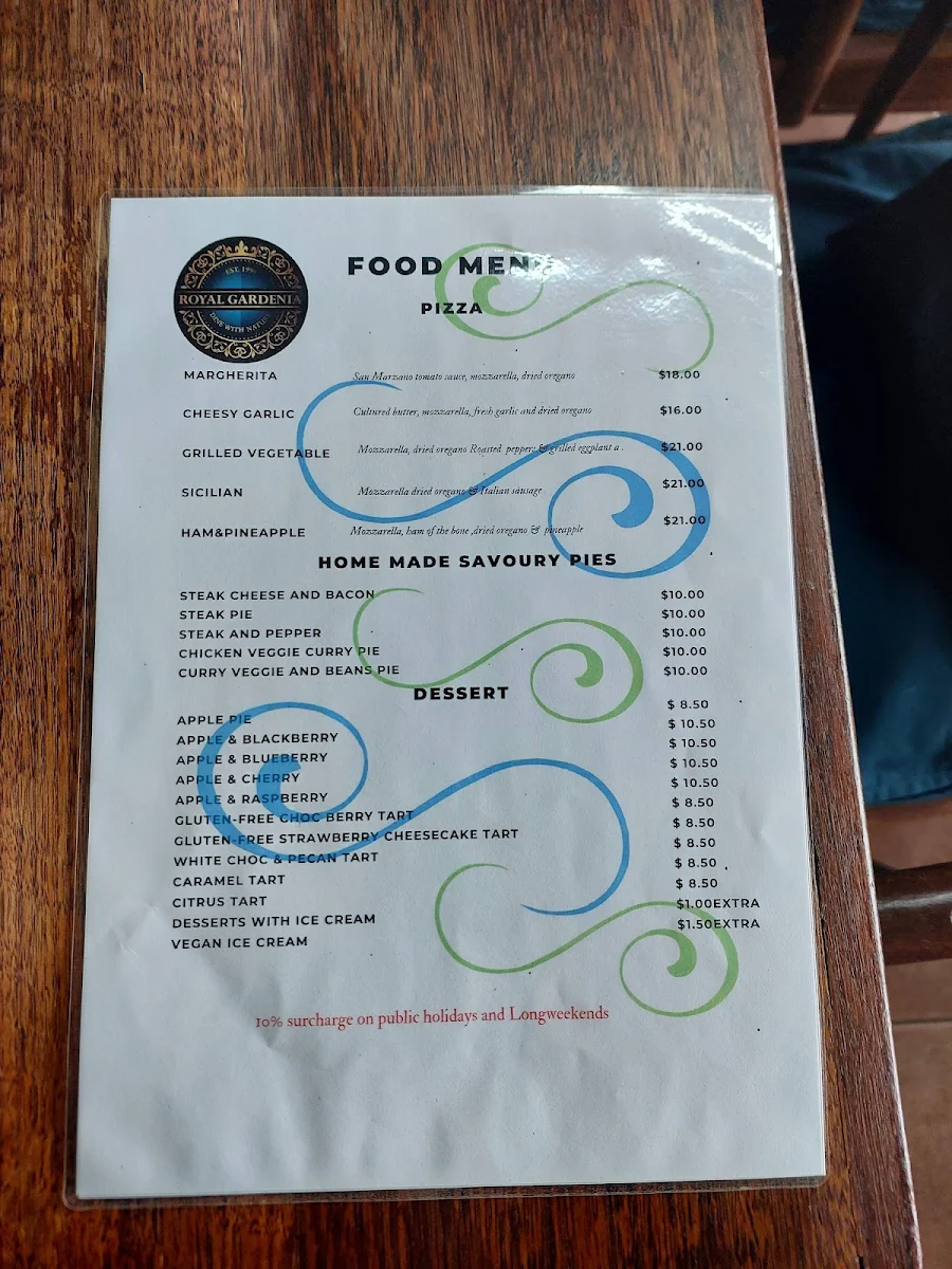 Menu, Royal Gardenia