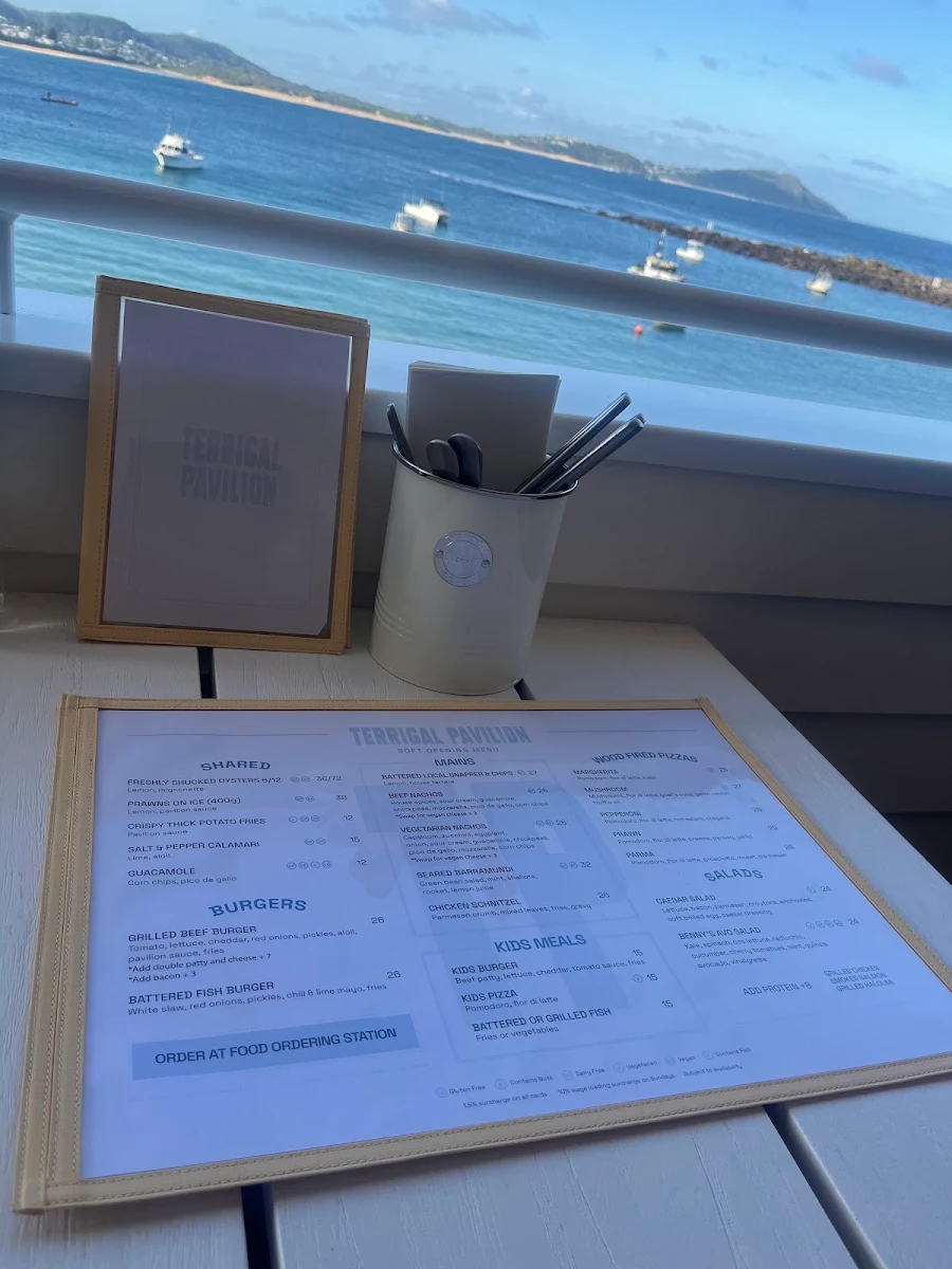 Menu, Terrigal Pavilion