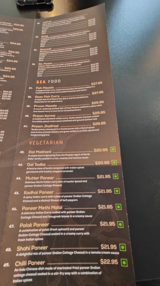 Menu, Brown Boys Curry House