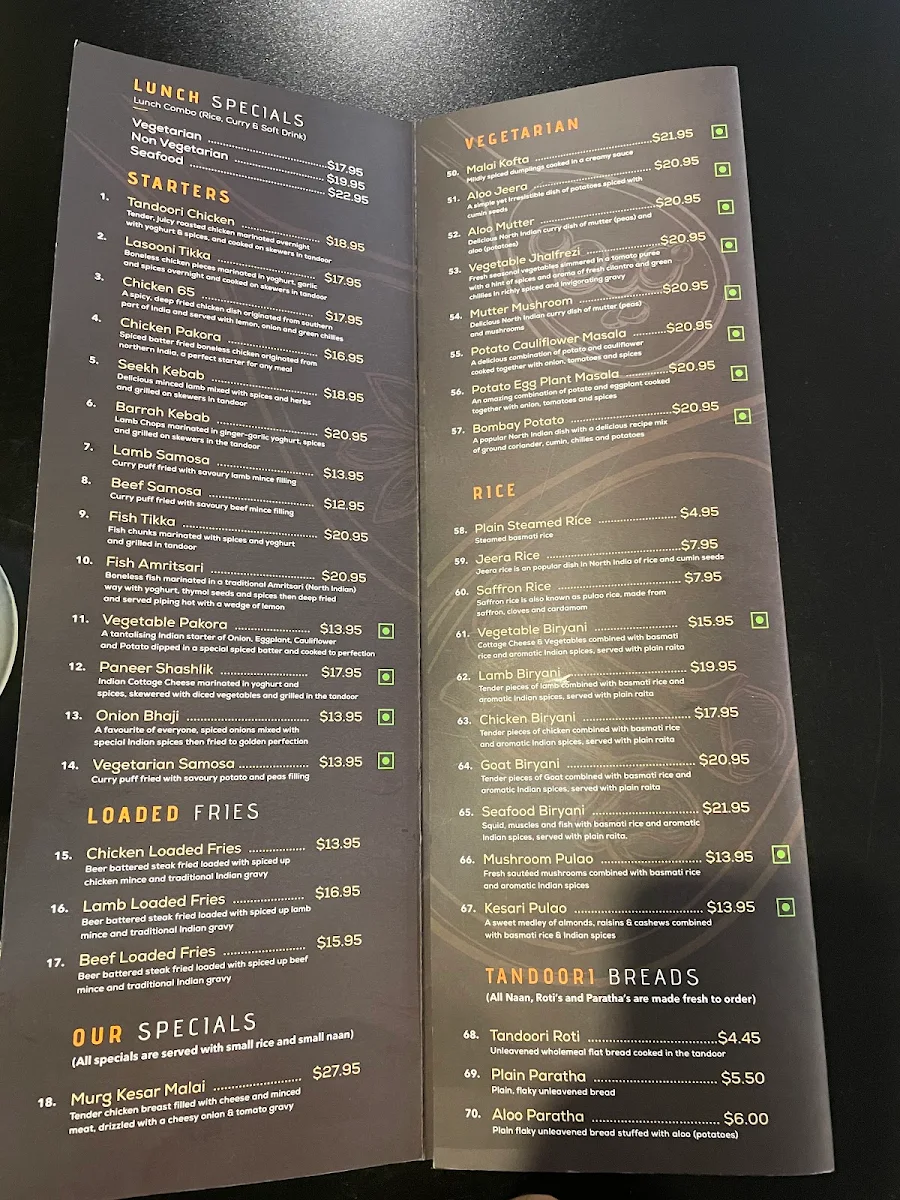 Menu, Brown Boys Curry House