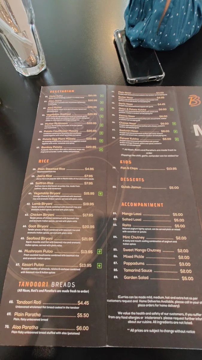 Menu, Brown Boys Curry House