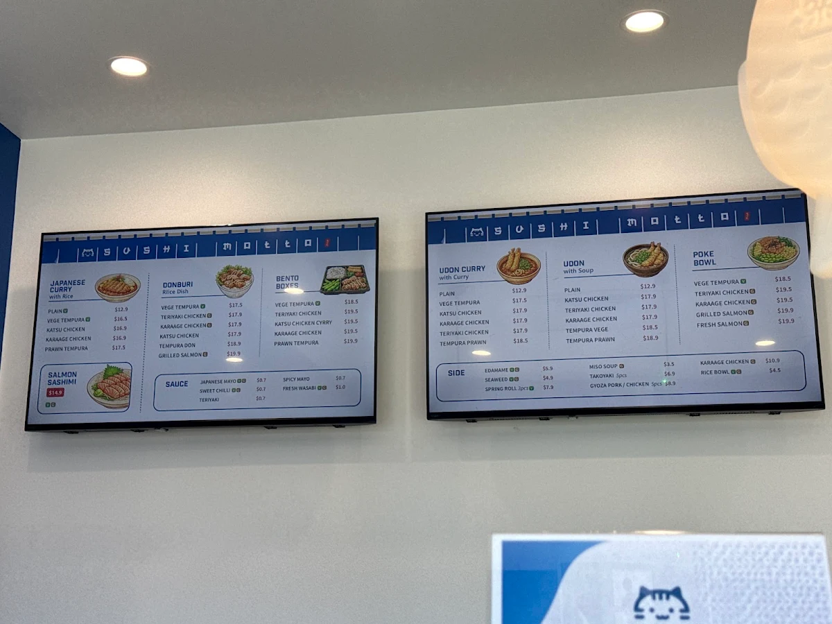 Menu, Sushi Motto