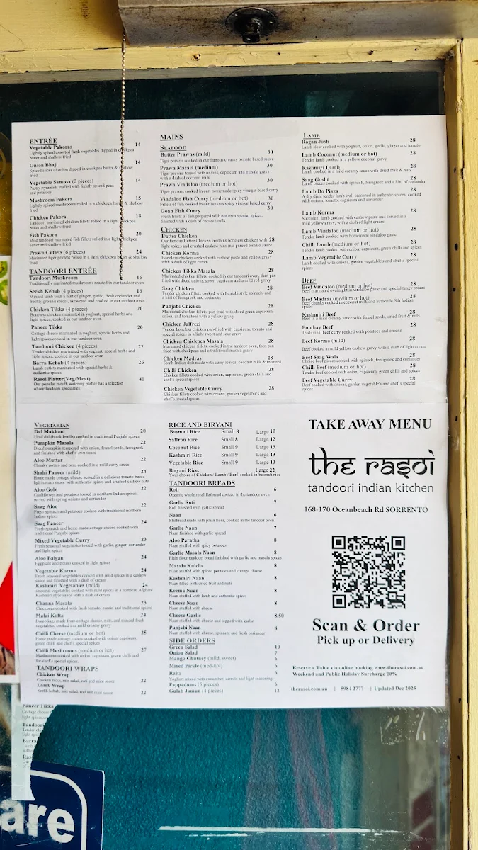 Menu, The Rasoi Sorrento