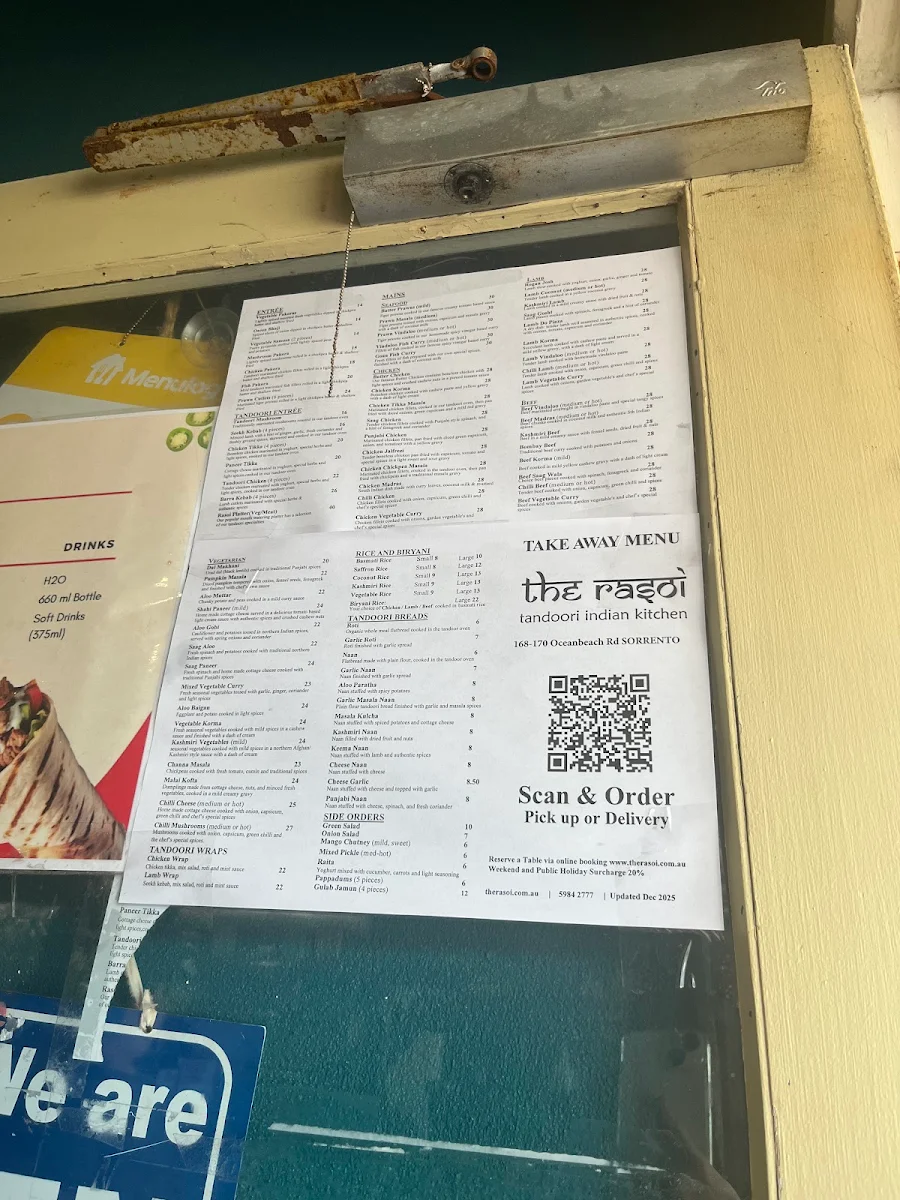 Menu, The Rasoi Sorrento