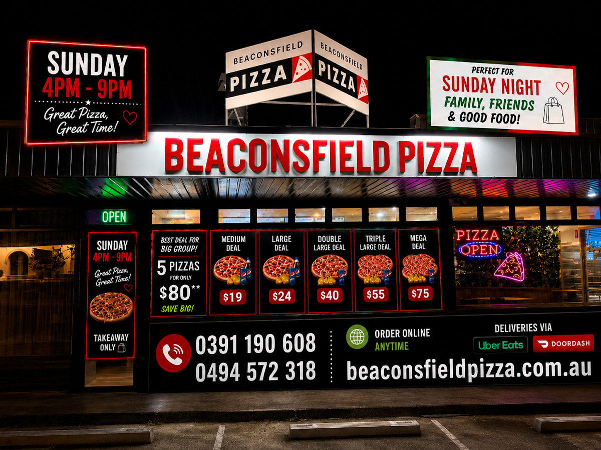 Menu, Beaconsfield Pizza and Pasta