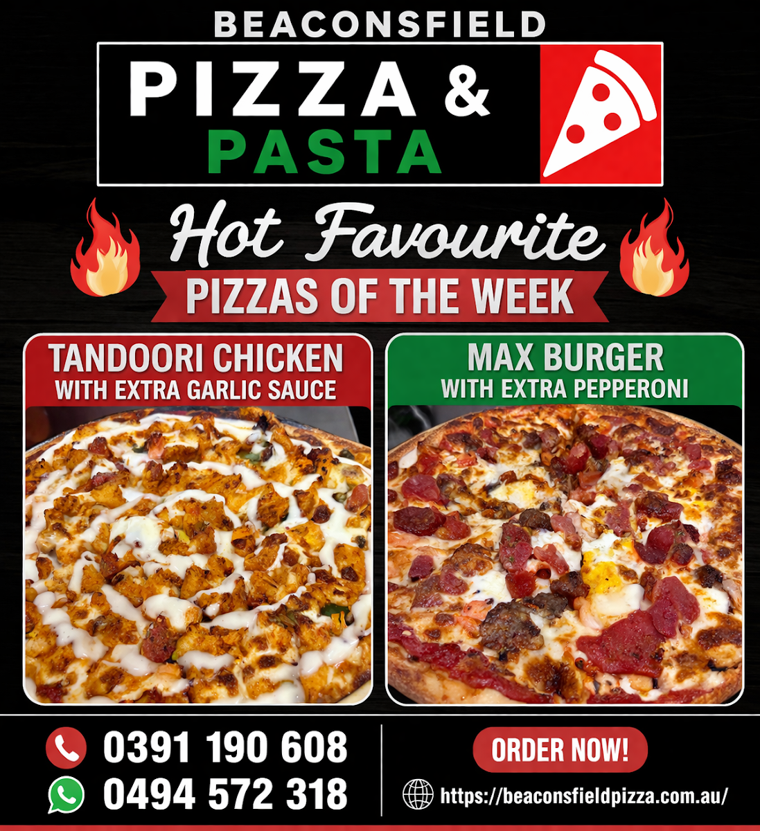 Menu, Beaconsfield Pizza and Pasta