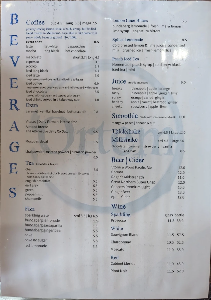 Menu, Ortem
