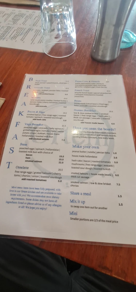 Menu, Ortem