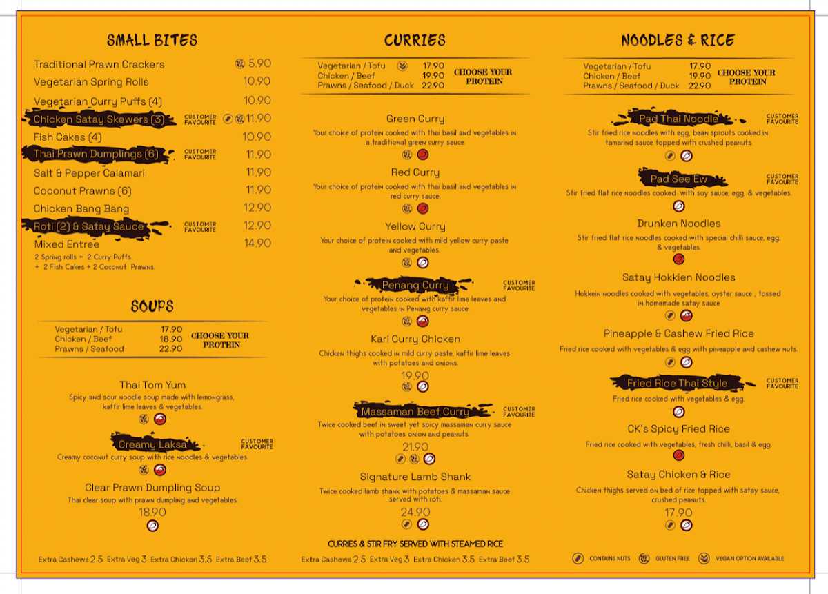 Menu, Coconut Kulture