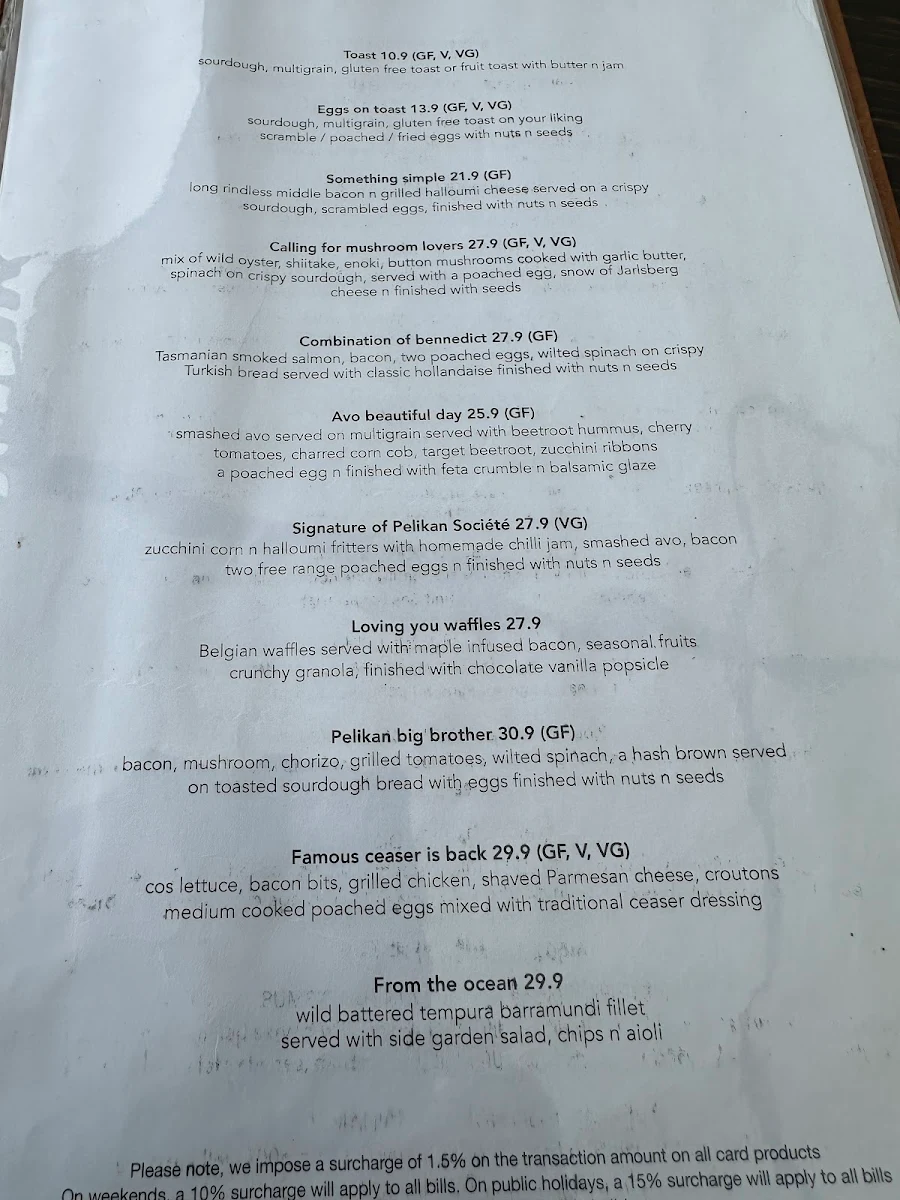 Menu, Pelikan Société
