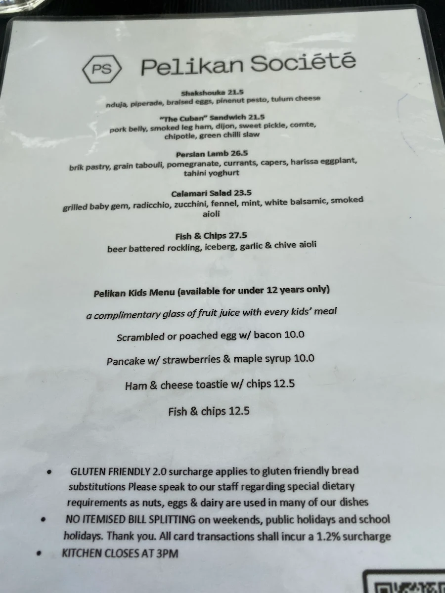 Menu, Pelikan Société