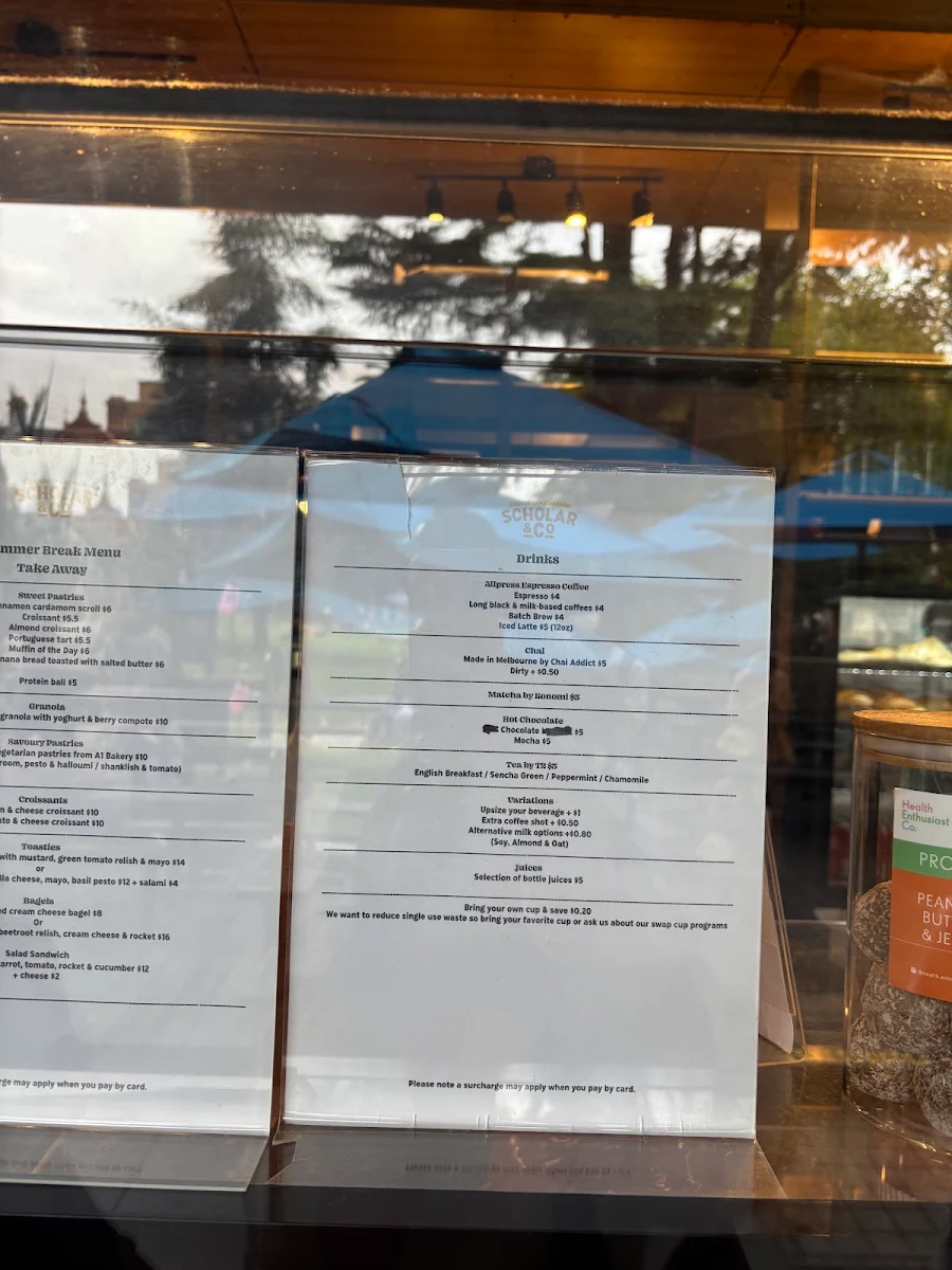 Menu, Scholar & Co.