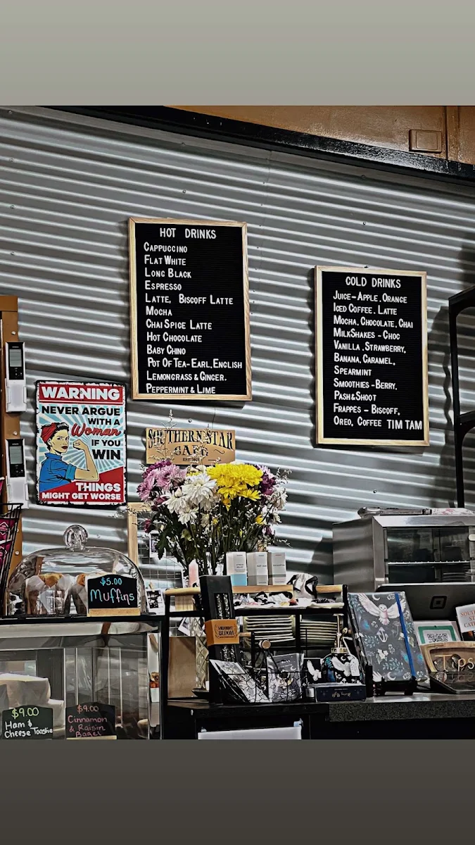Menu, Southern Star Cafe