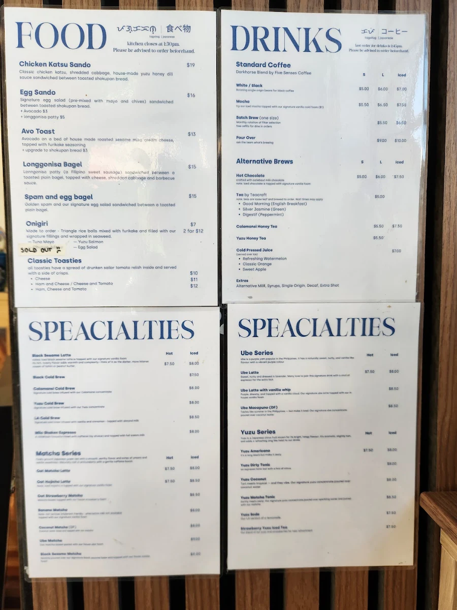 Menu, Little Angel Cafe