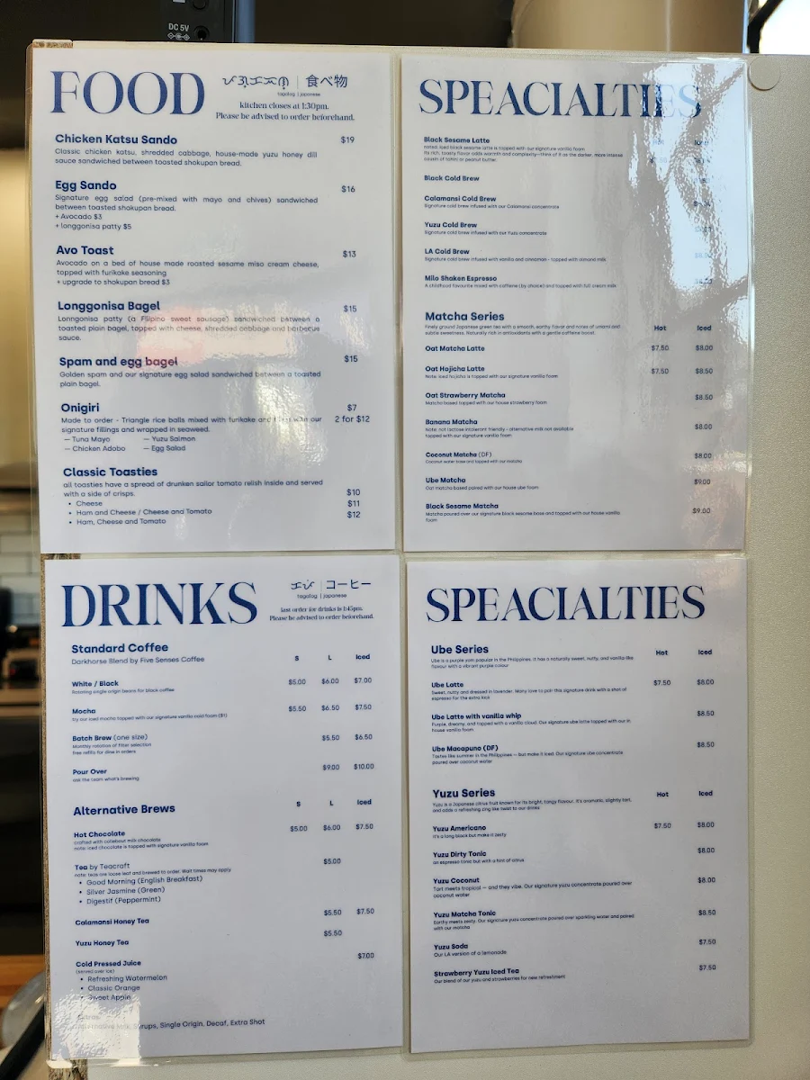 Menu, Little Angel Cafe