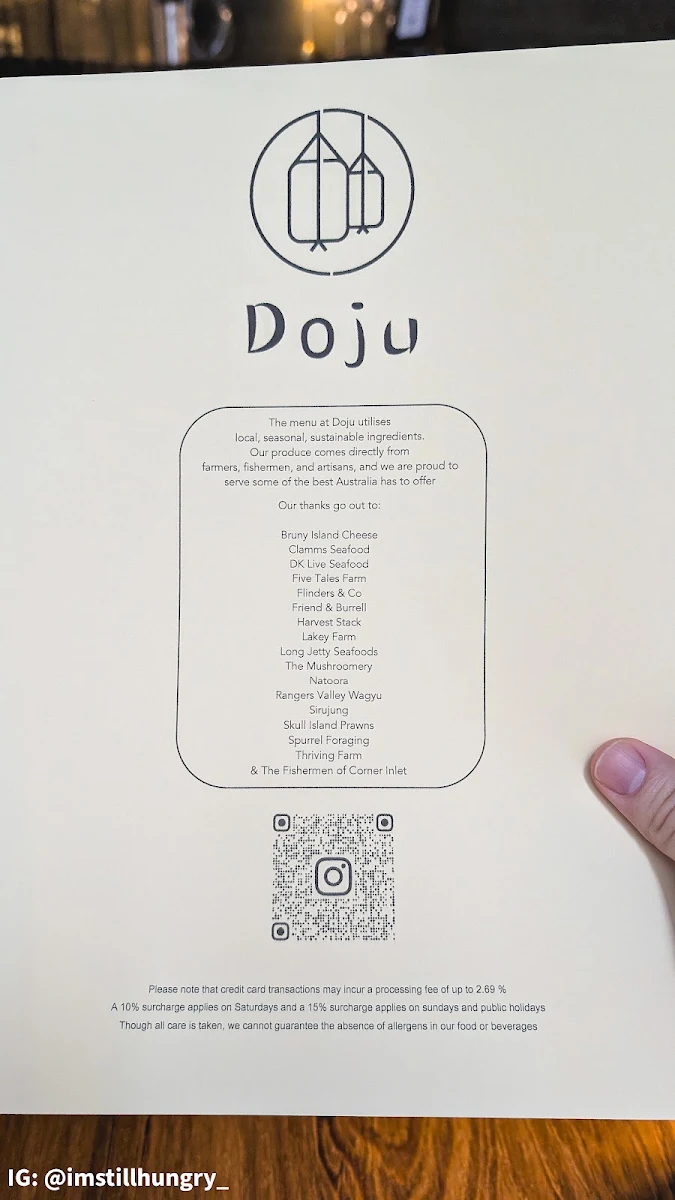 Menu, Doju
