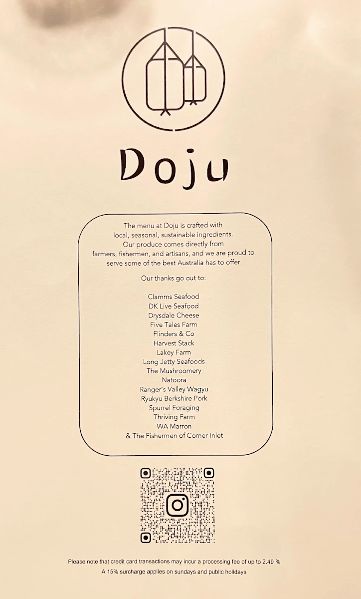 Menu, Doju