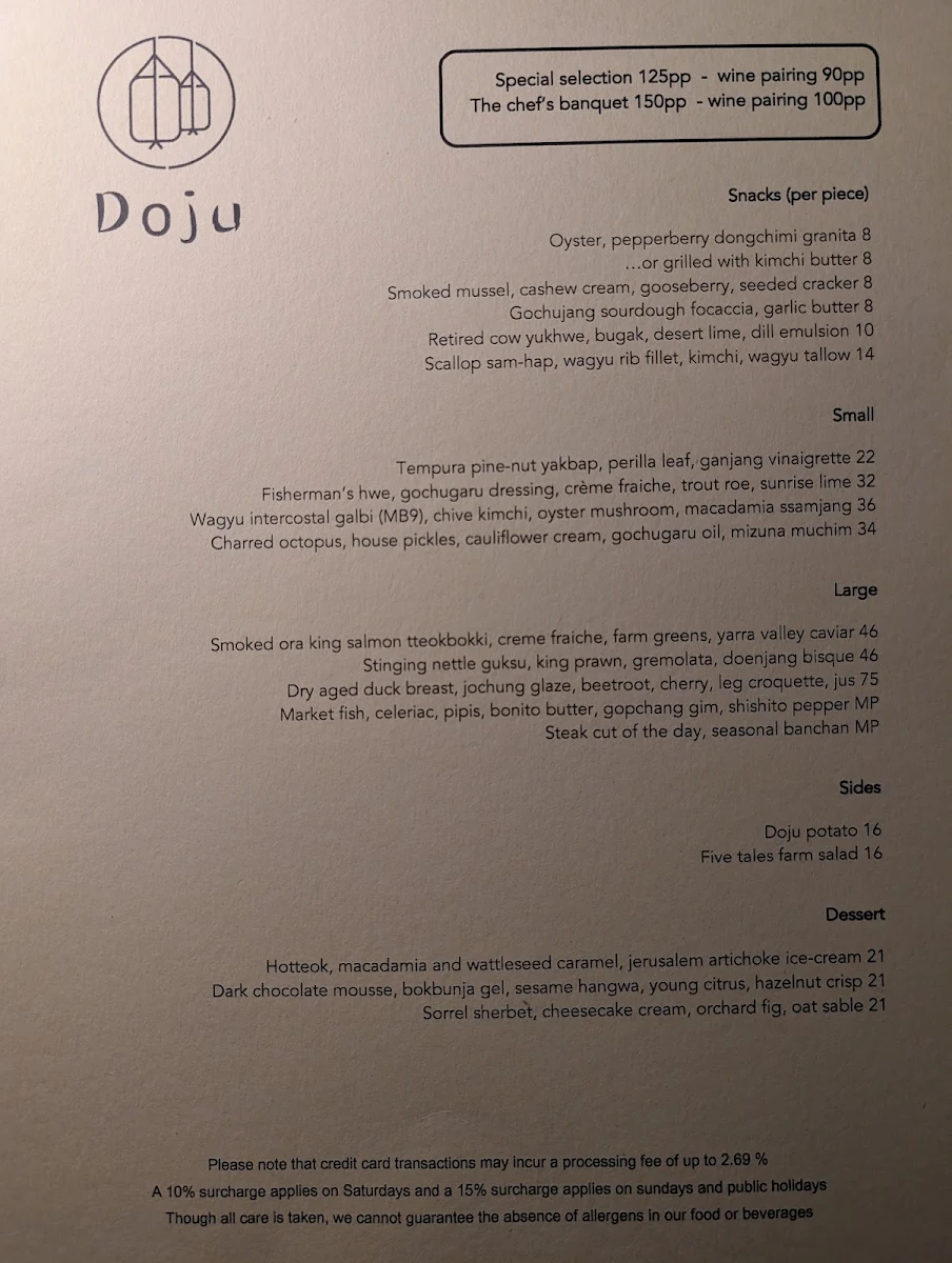 Menu, Doju