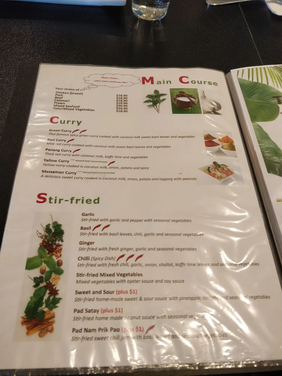 Menu, Thai Lemon Tree