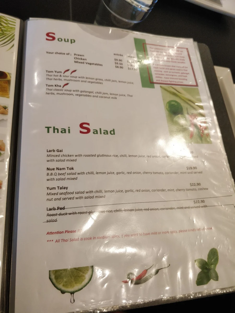 Menu, Thai Lemon Tree