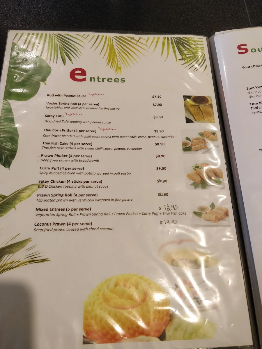 Menu, Thai Lemon Tree