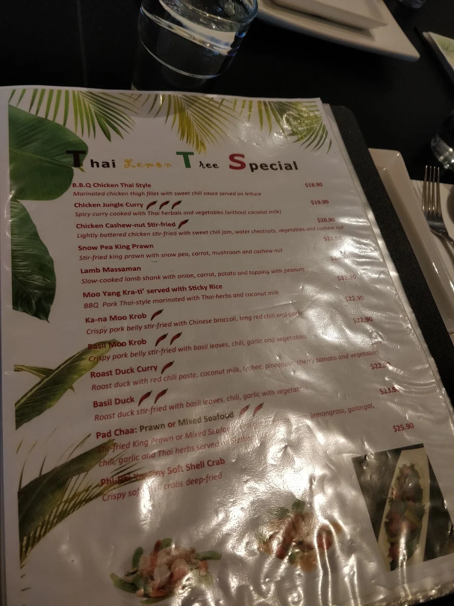 Menu, Thai Lemon Tree