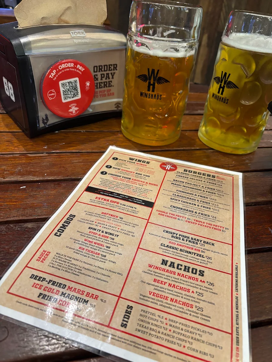 Menu, Winghaus Edward Street