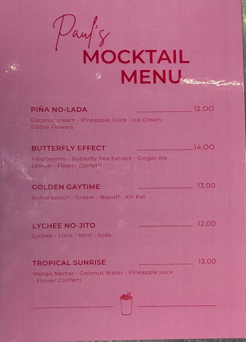 Menu, Paul's Asian Affair