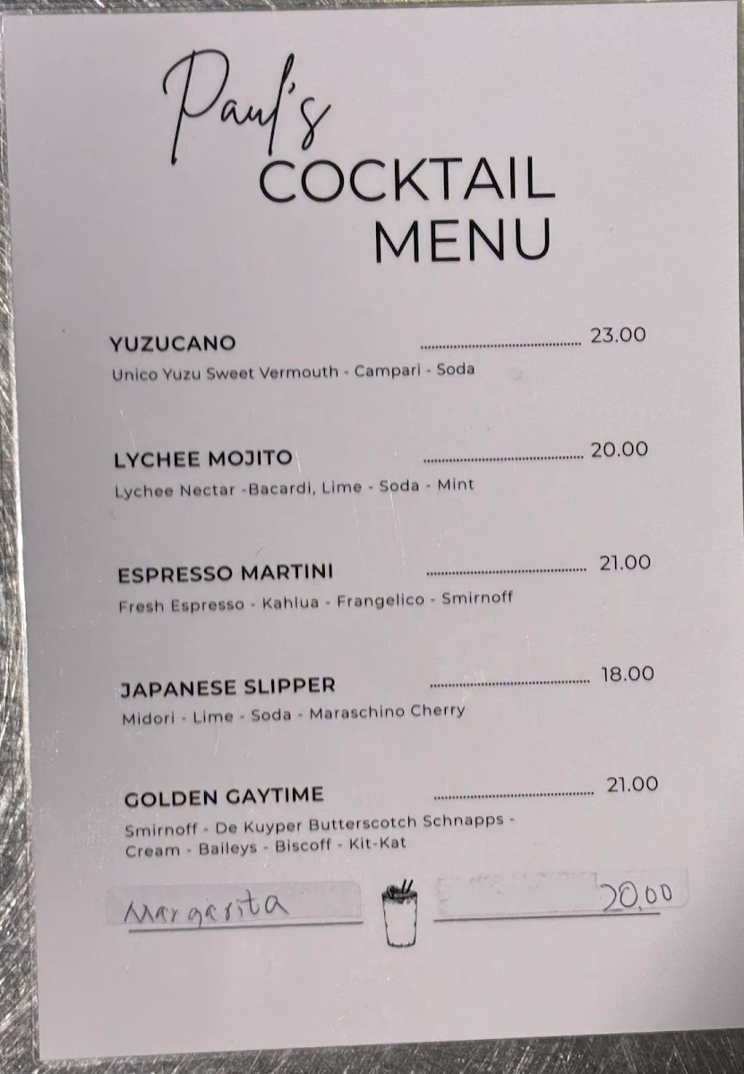 Menu, Paul's Asian Affair