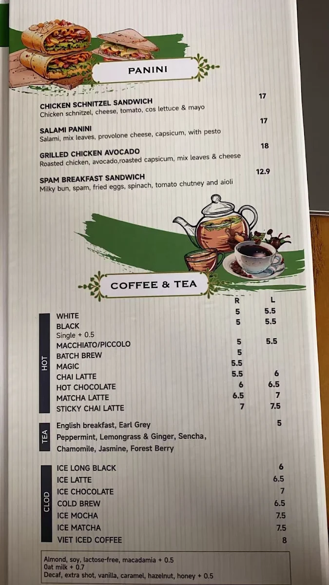 Menu, Bacio CUCINA ITALIANA