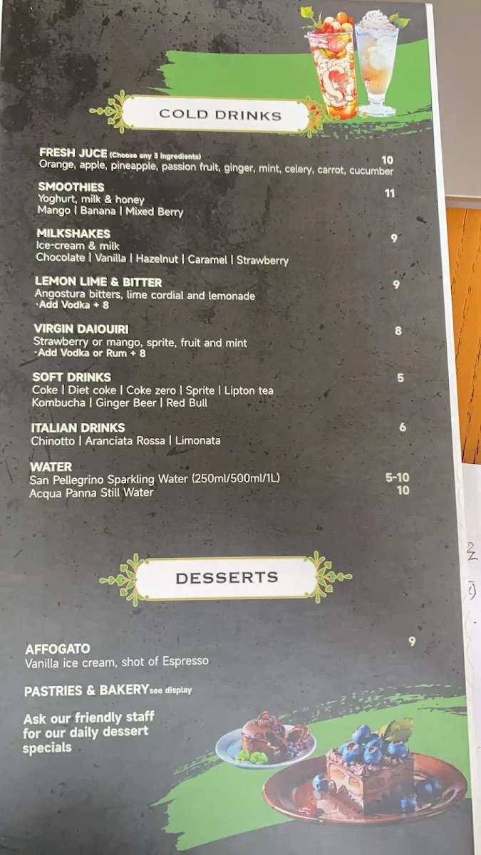 Menu, Bacio CUCINA ITALIANA