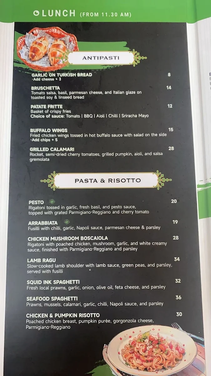Menu, Bacio CUCINA ITALIANA